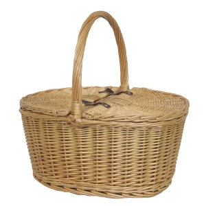 Buff Oval Willow Hand Crafted Storage Picnic Basket 95215