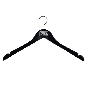 Black Wooden Top Hangers With Silver Print - Bad Boy Apparel