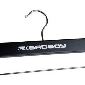 Black Wooden Trouser/Skirt Clip Hangers With Silver Print - Bad Boy Apparel