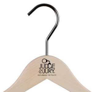 Black Print Logo On White Wash Hangers - Judge and Jury Clothing