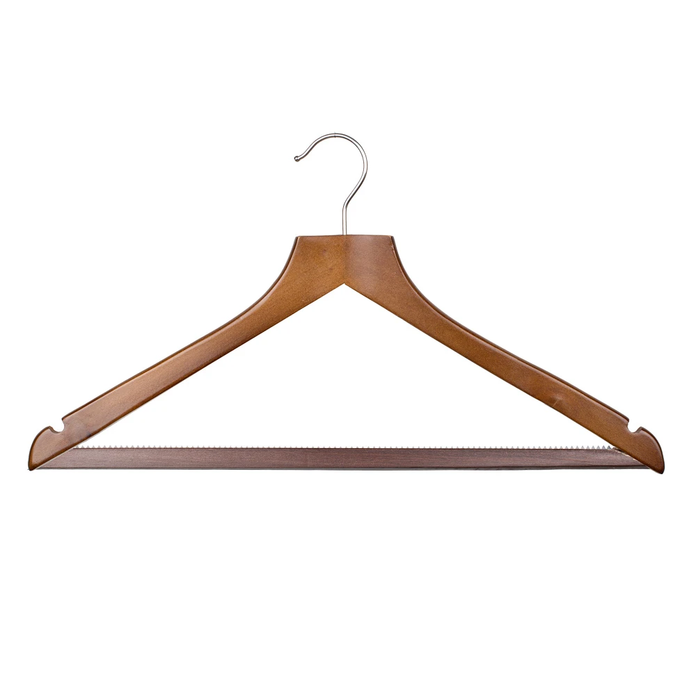 Dark Wooden Hangers With Centre Bar 45cm (Box of 50) 50036