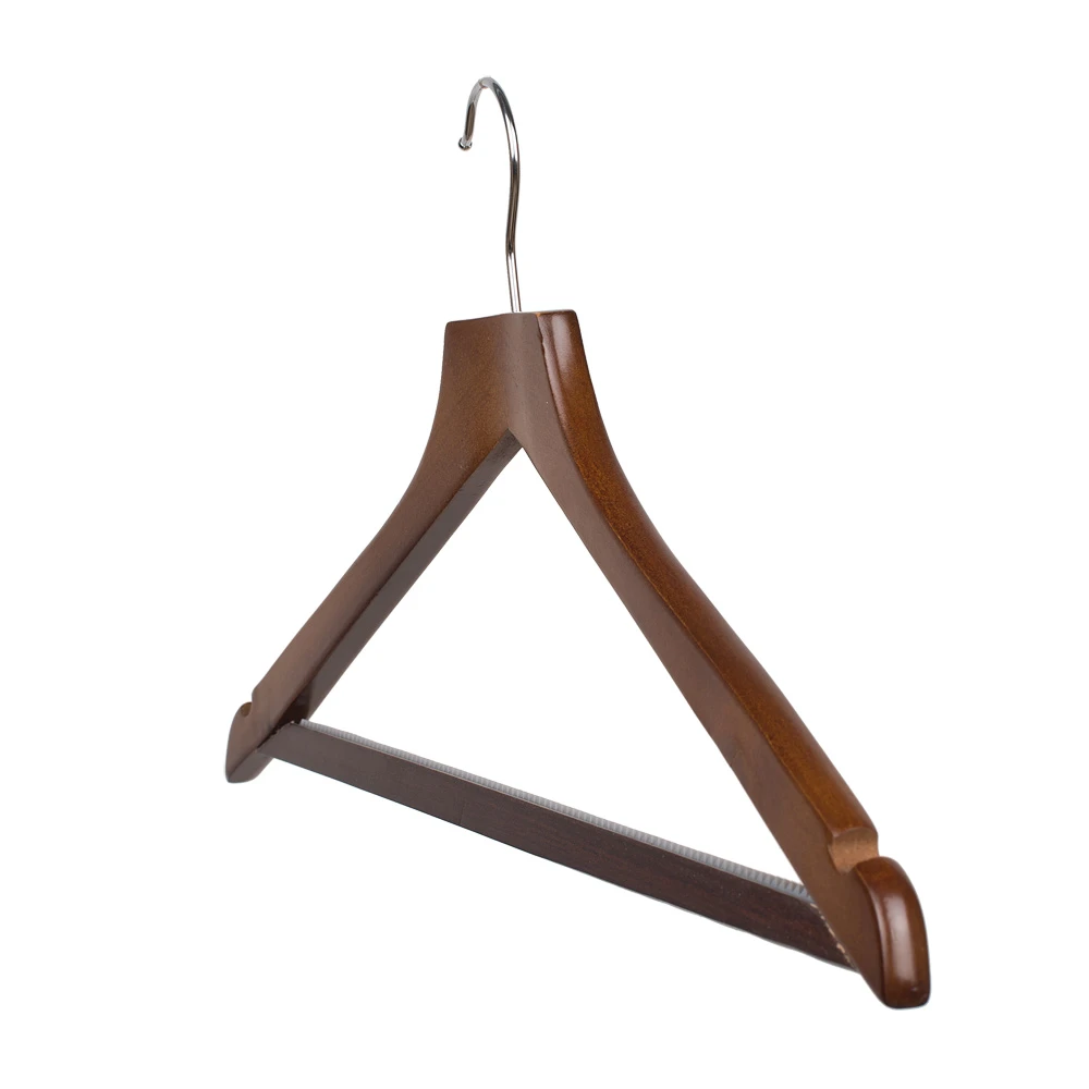 Dark Wooden Hangers With Centre Bar 45cm (Box of 50) 50036