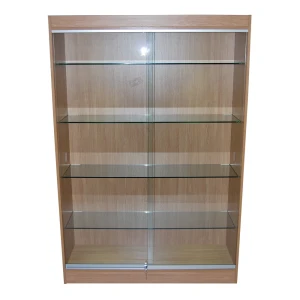 Light Oak Floor Standing Showcase With Lockable Glass Doors