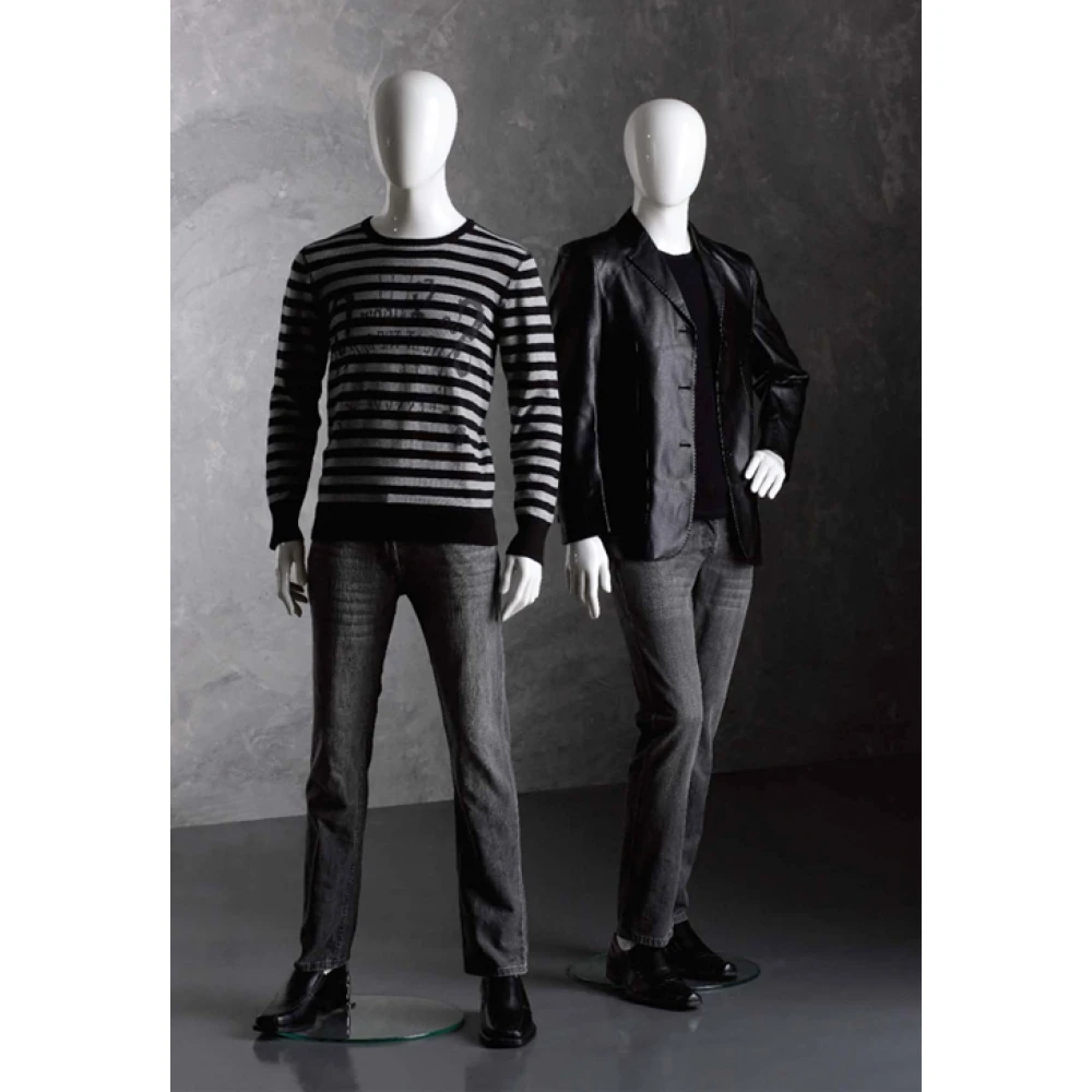 Facing Forwards - Arms Behind Back (White/Black Gloss), Male Mannequin 70107