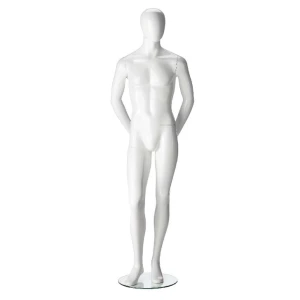 Facing Forwards - Arms Behind Back (White/Black Gloss), Male Mannequin 70107