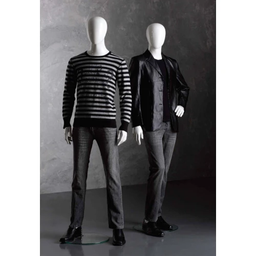 Facing Sidewards, Left Arm Bent (White/Black Gloss), Male Mannequin 70103