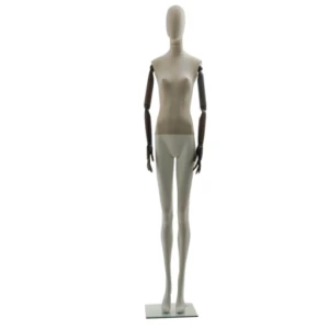 Female Articulated Mannequin - Cream Linen Torso