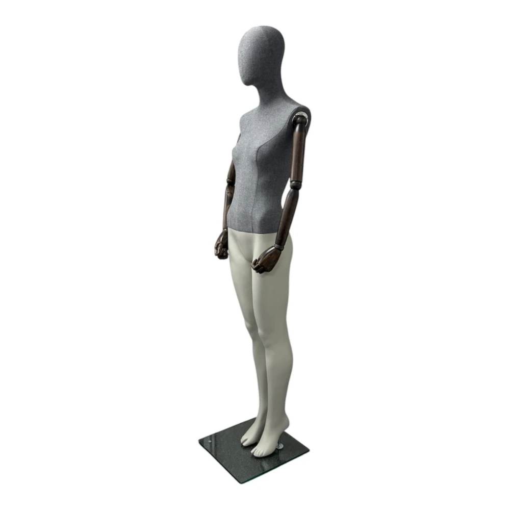 Female Articulated Mannequin Grey Linen - 75632