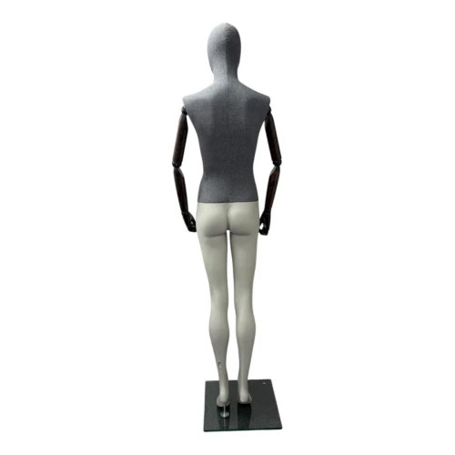 Female Articulated Mannequin Grey Linen - 75632