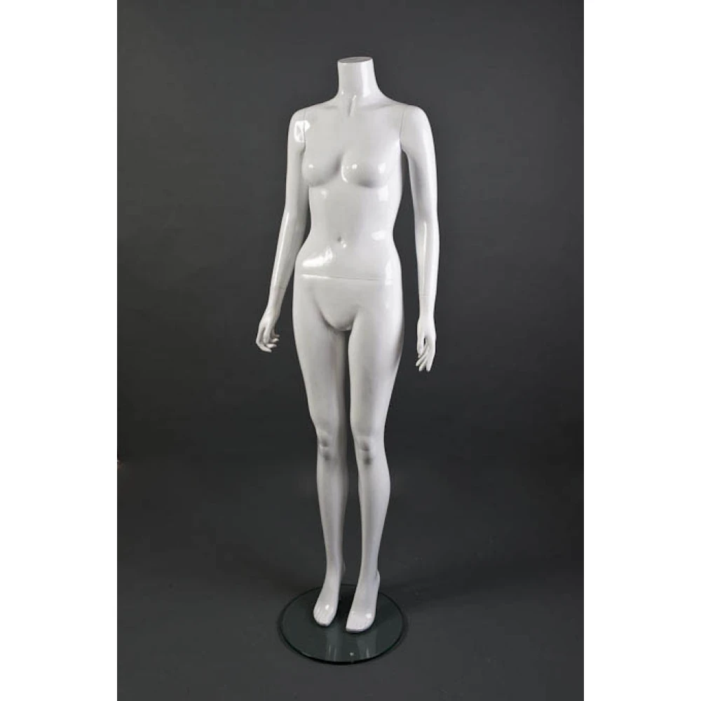 Female Headless White Gloss / White Matt Mannequin - Hands by Side 71301