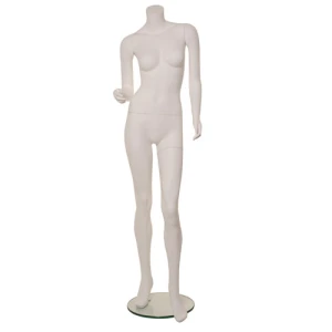 Female Headless White Matt Mannequin - One Arm Up - Left Leg Forward 71308