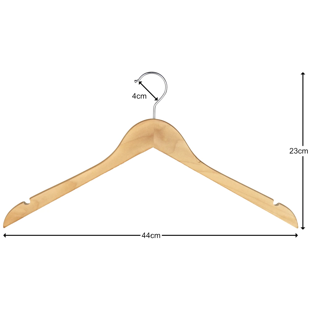 Flat Wooden Blouse Hanger With Notches 44cm (Box of 100) - 51054