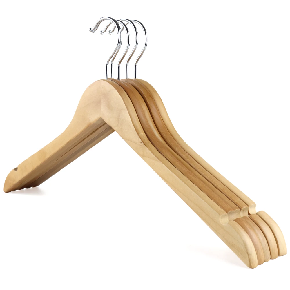 Flat Wooden Blouse Hanger With Notches 44cm (Box of 100) - 51054