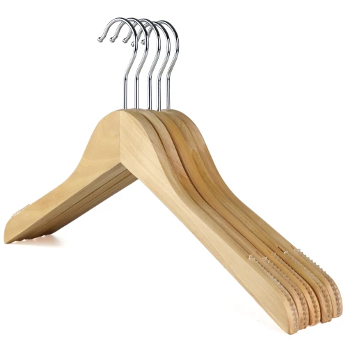 Flat Wooden Tops Hangers 38cm With Rubber Insert (Box of 100) - 51053