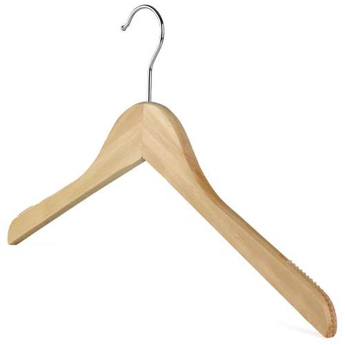 Flat Wooden Tops Hangers 38cm With Rubber Insert (Box of 100) - 51053