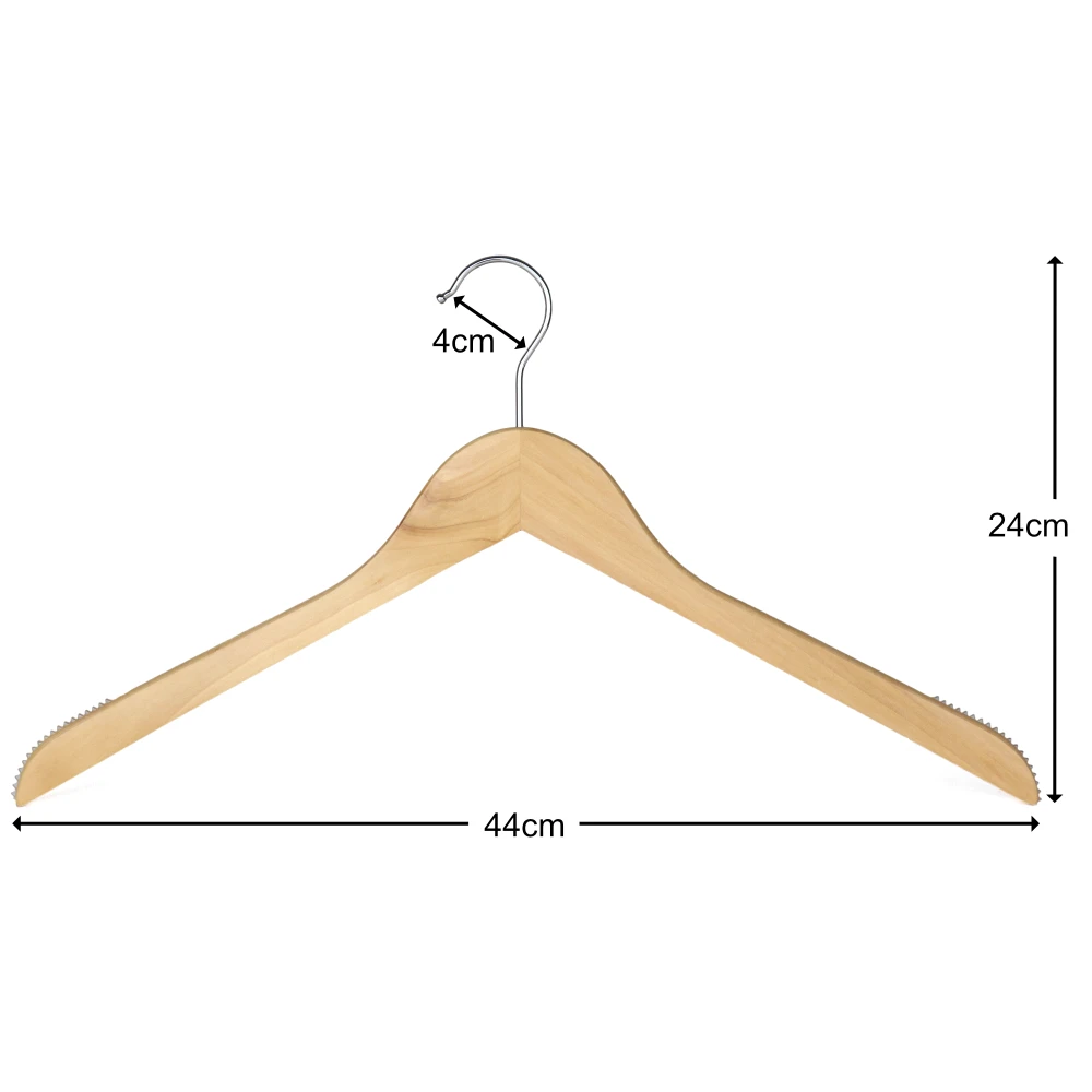 Flat Wooden Tops Hangers 44cm With Rubber Insert (Box of 100) - 51052