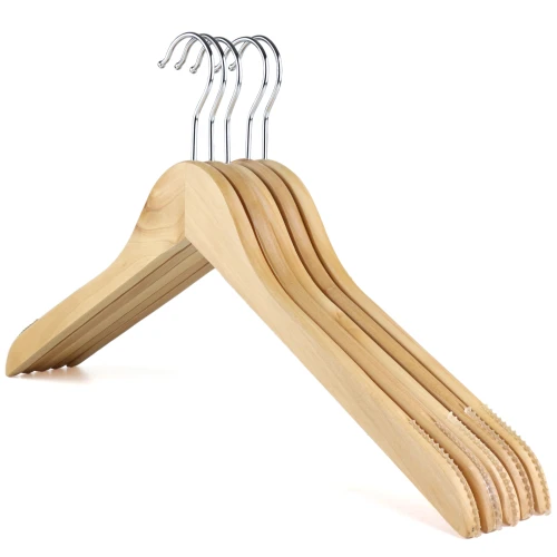 Flat Wooden Tops Hangers 44cm With Rubber Insert (Box of 100) - 51052