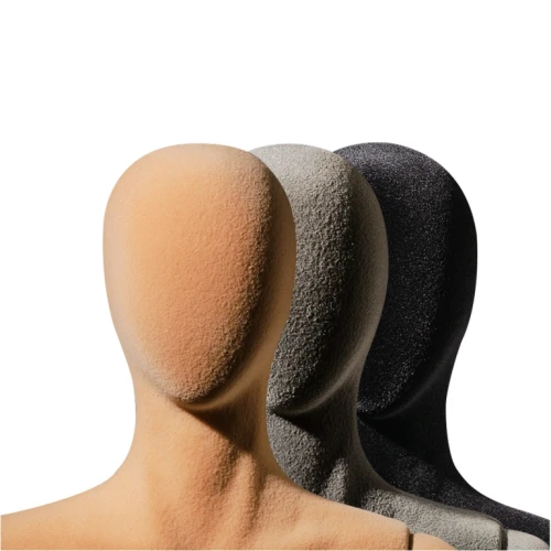 Flexible Female Abstract Heads Flocked Finish Skin, Grey & Black