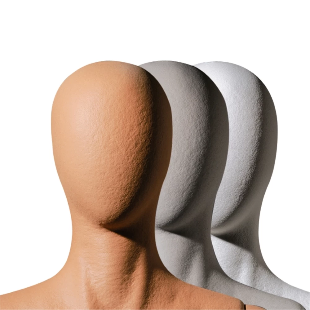 Flexible Female Abstract Heads Plastic Coated Finish Skin, Grey & Black