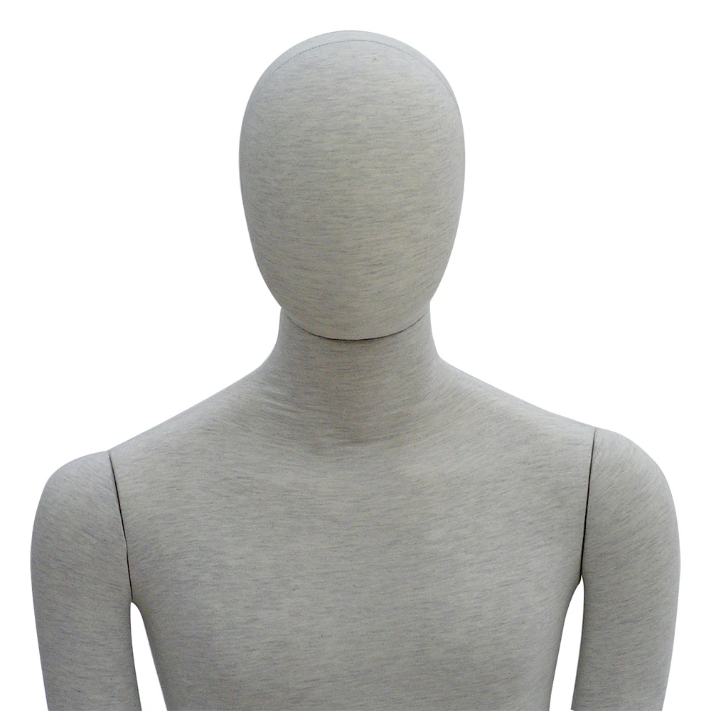 Flexible Male Mannequin Abstract Head Marl Grey Or Cream 73105