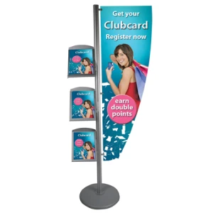 Free Standing Graphic & Literature Post with 3 x A4 Dispensers - 2000mm (H) 84203