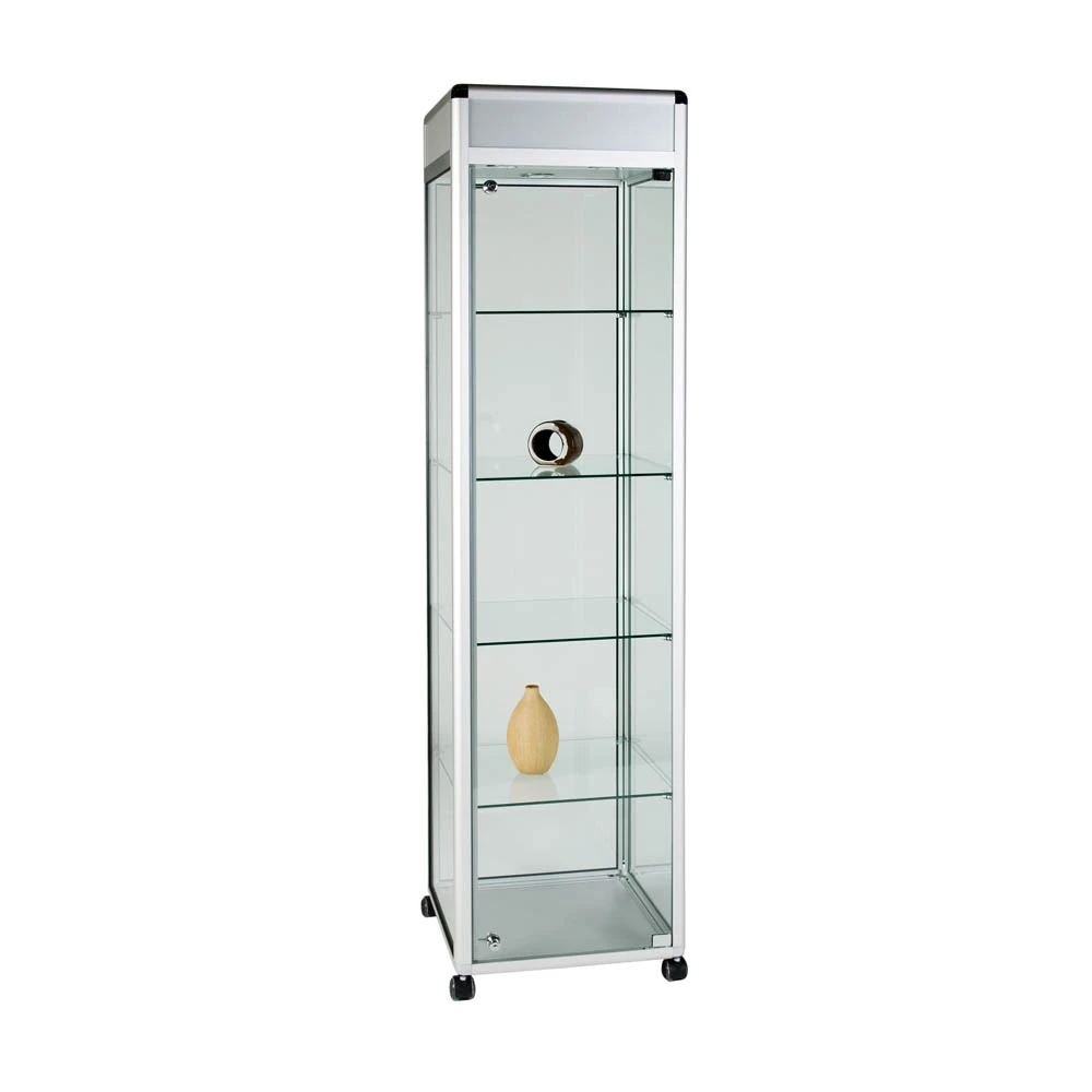 Full Glass Narrow Display Showcase With Header 27006