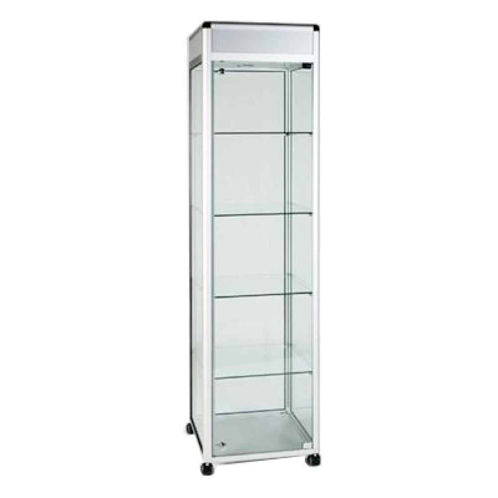 Full Glass Narrow Display Showcase With Header 27006