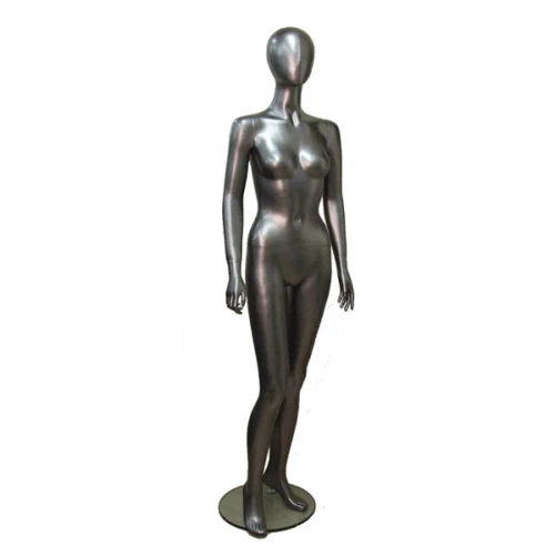 Grey/Silver Gloss Female Mannequin - Hands at Side, Straight Stance  71108