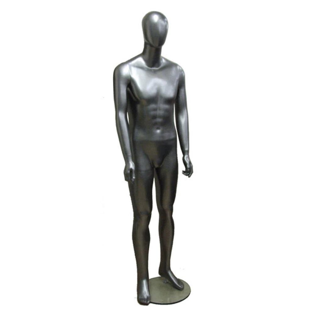 Grey/Silver Gloss - Hands at Side, Straight Stance, Male Mannequin 70110