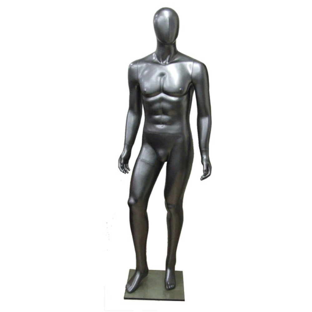 Grey/Silver Gloss - Hands at Side, Straight Stance, Male Mannequin 70111