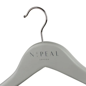 Male Grey and Womens Ivory Wooden Hangers Manufactured and Branded With Logo - N. Peal