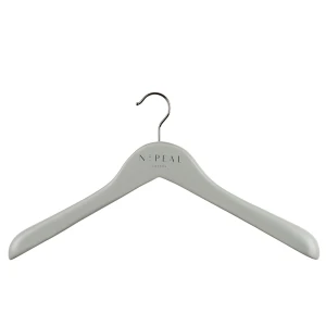 Male Grey and Womens Ivory Wooden Hangers Manufactured and Branded With Logo - N. Peal