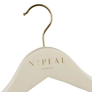 Male Grey and Womens Ivory Wooden Hangers Manufactured and Branded With Logo - N. Peal