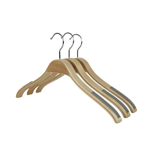 Laminated Wooden Jacket Hangers With Rubber Insert 42cm (Box of 60) - 51067