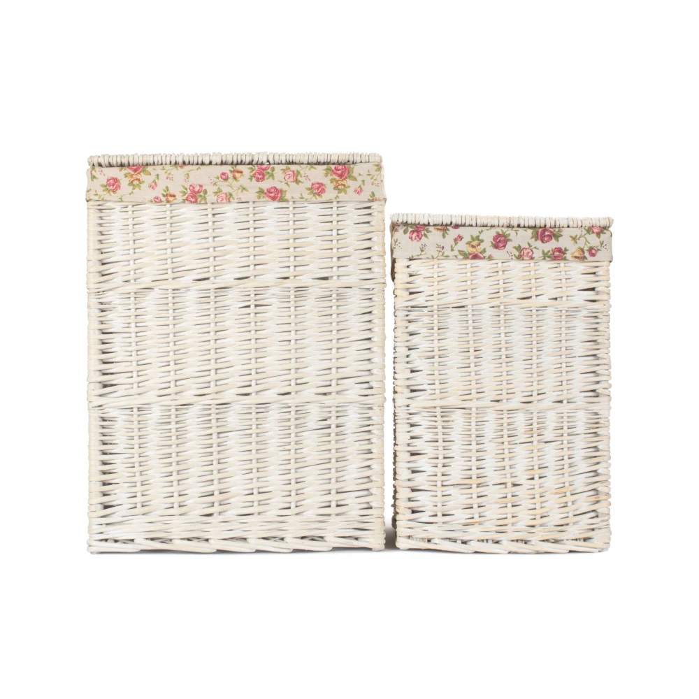 Linen Lined Wash Baskets Set Of Two - 95322