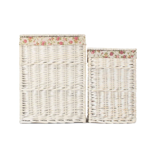 Linen Lined Wash Baskets Set Of Two - 95322