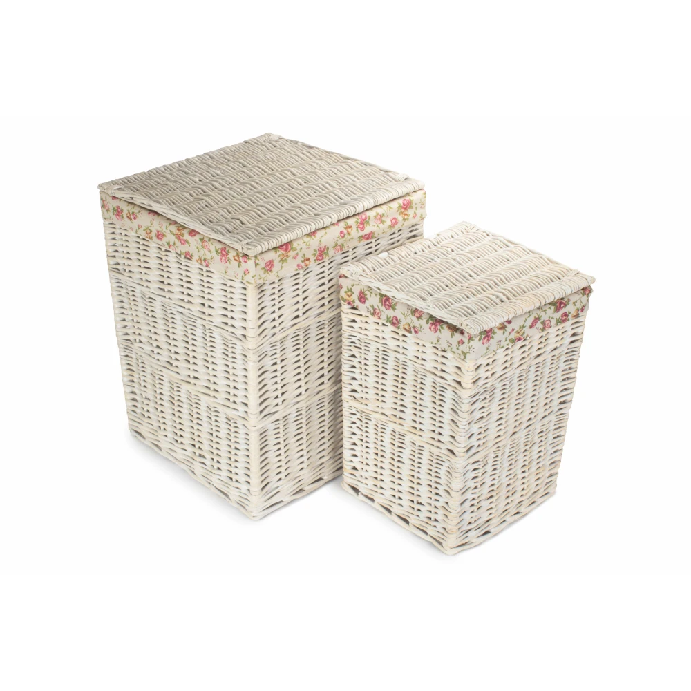 Linen Lined Wash Baskets Set Of Two - 95322