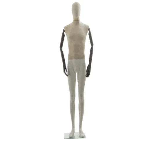 Male Articulated Mannequin - Cream Linen