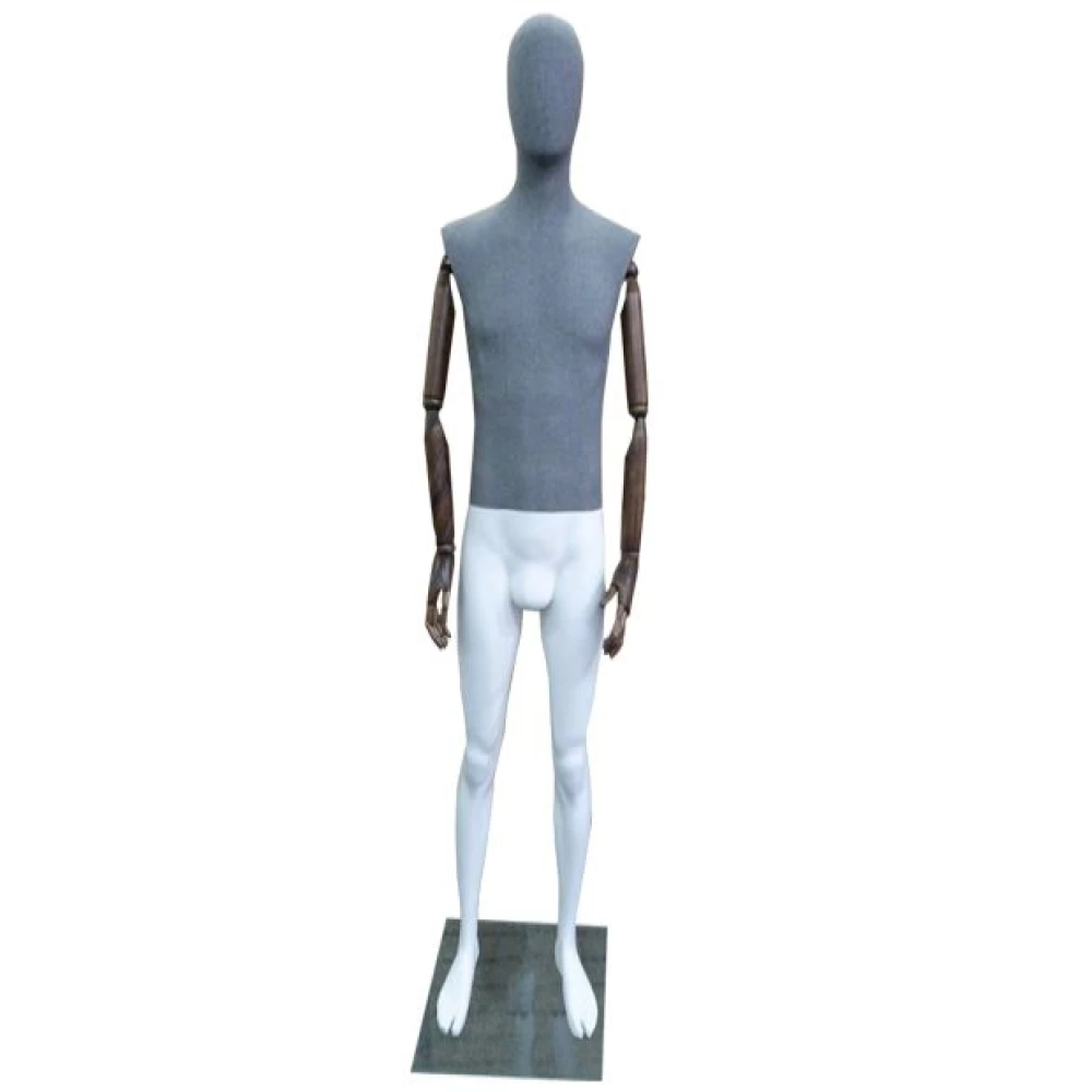 Male Articulated Mannequin - Grey Linen
