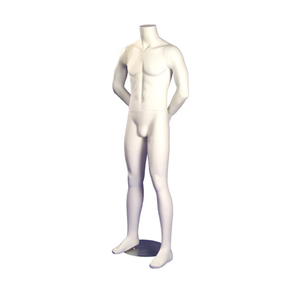 Male Headless White Matt Mannequin - Arms Behind Back 70303