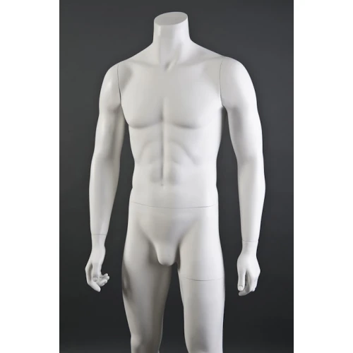 Male Headless White Matt Mannequin - Hands at Side - Straight Pose 70301