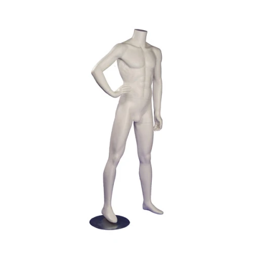 Male Headless White Matt Mannequin - One Hand On Hip 70302