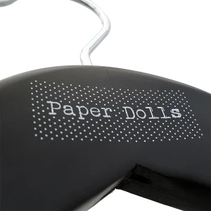 Black Wooden Branded Hangers, Personalised With White Logo - Paper Dolls