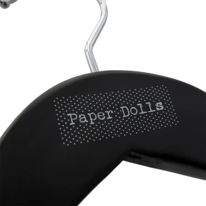 Black Wooden Branded Hangers, Personalised With White Logo - Paper Dolls