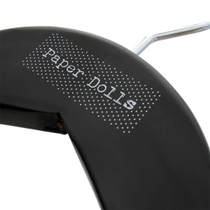 Black Wooden Branded Hangers, Personalised With White Logo - Paper Dolls