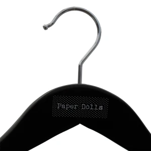 Black Wooden Branded Hangers, Personalised With White Logo - Paper Dolls