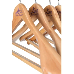 Broad Wooden Suit Hanger With Ink Printed Logo