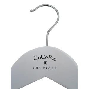 White Wooden Top Hangers, With Black Print - CoCoBee Boutique