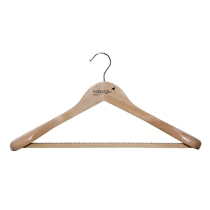 Natural Finish Broad Wooden Suit Hangers Branded For Hatipoglu Bespoke