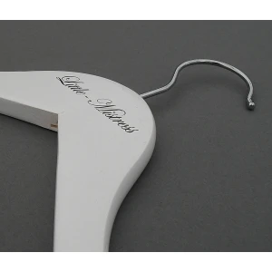 Branded White Wooden Clothes Hangers, Printed With Black Logo - Little Mistress